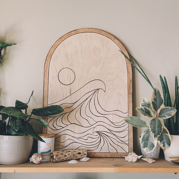 Wave Art Wooden Arch - Handmade Home Decor