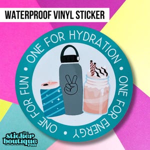 Drink Girly Vinyl Sticker - Water Bottle - Laptop Stickers - Waterproof - Small Gifts for Her Him - 3 Drinks - Dishwasher Safe - Coffee