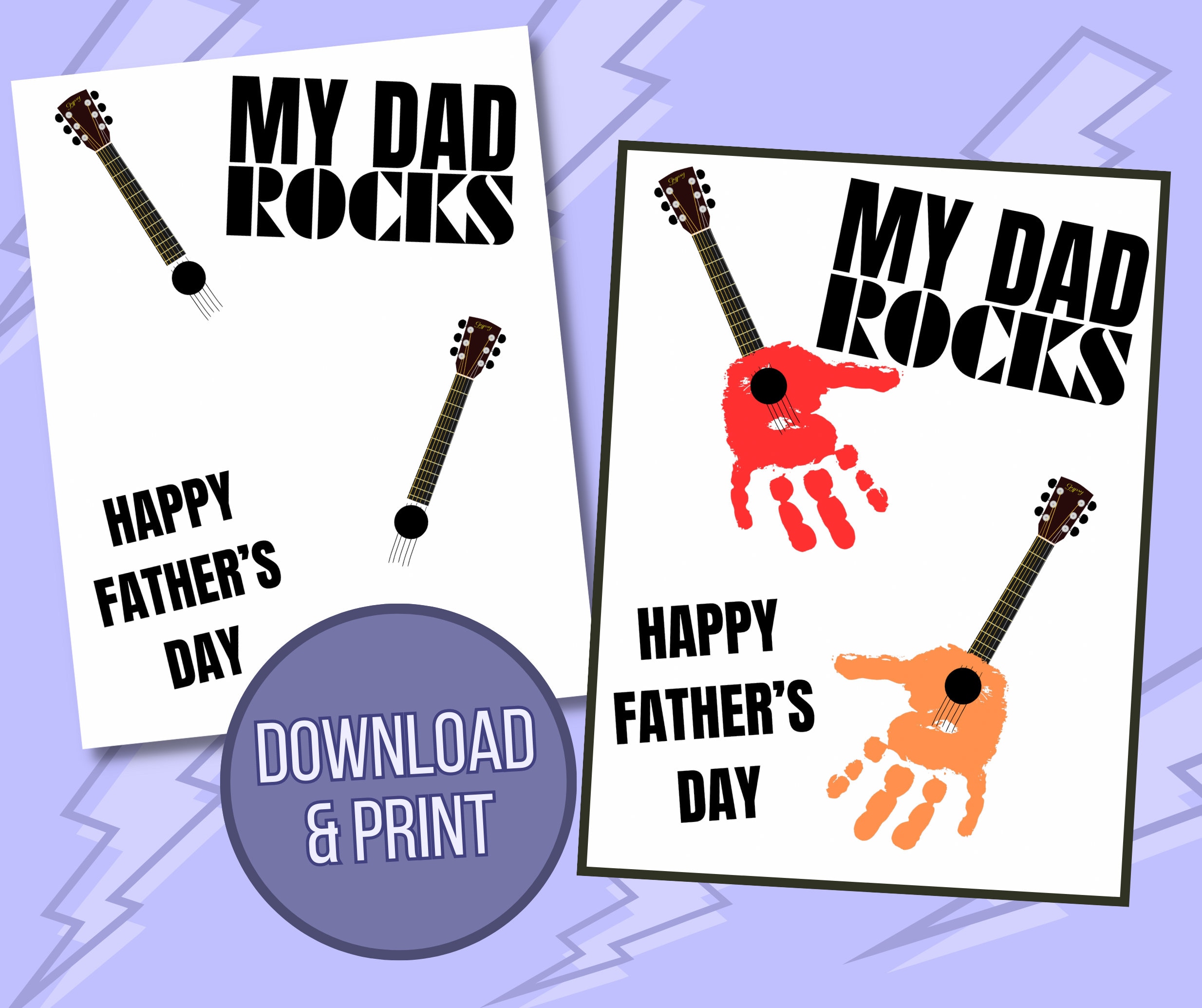 My Dad Rocks Printable - Download Print - Daddy - Father's Day - Guitar ...