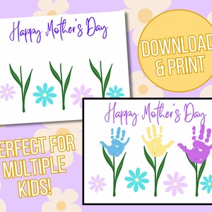 Happy Mother's Day Printable - Download Print - Mommy - Mom - Kids Craft - Gifts - Kids Baby Toddler - DIY - Handprint Art