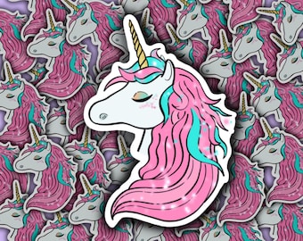 Pegatina de vinilo de unicornio/calcomanía impermeable para portátil
