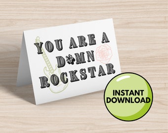 You're A Rockstar Card – Printable Greeting Card (Instant Download)