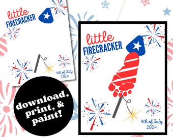 Little Firecracker Footprint Art – 4th of July Keepsake (Digital Download)