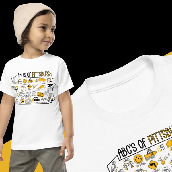 ABC's of Pittsburgh Toddler T-Shirt | Pittsburgh | 412 | Yinzer Apparel | Gifts for Her | Gifts for Him | Baby Shower Gifts