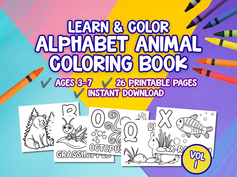 ABC Animal Coloring Pages Printable | Alphabet Coloring Book PDF ...