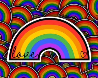 Pegatina de vinilo Rainbow Love / Calcomanía impermeable del orgullo LGBTQ+
