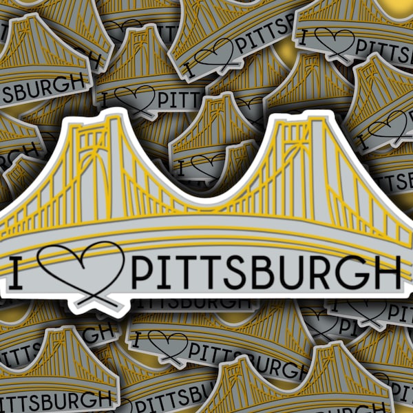 I Love Pittsburgh Vinyl Sticker | Stickers for Hydroflask | Laptop Stickers | Waterproof | Cute Stickers | Small Gifts for Her or Him | PGH