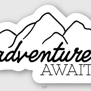 Adventure Awaits Vinyl Sticker | Mountainscape Decal - Etsy