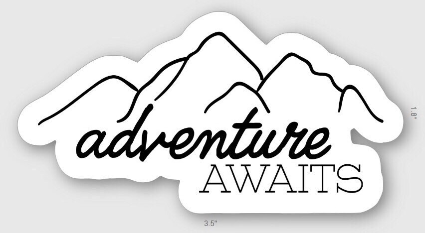 Adventure Awaits Vinyl Sticker | Mountainscape Decal - Etsy