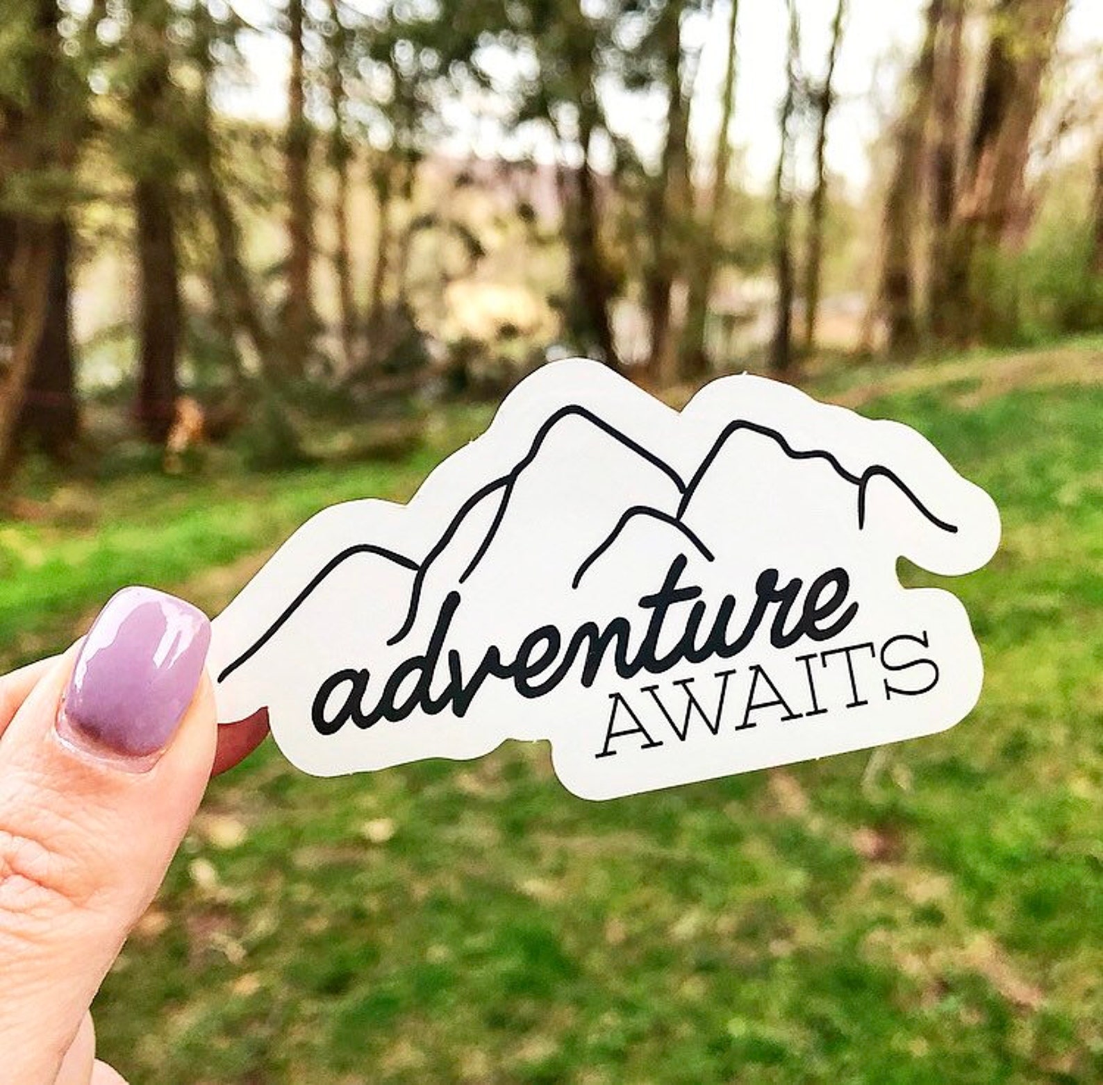 Adventure Awaits Vinyl Sticker | Mountainscape Decal - Etsy