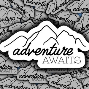 Adventure Awaits Vinyl Sticker | Mountainscape Decal - Etsy