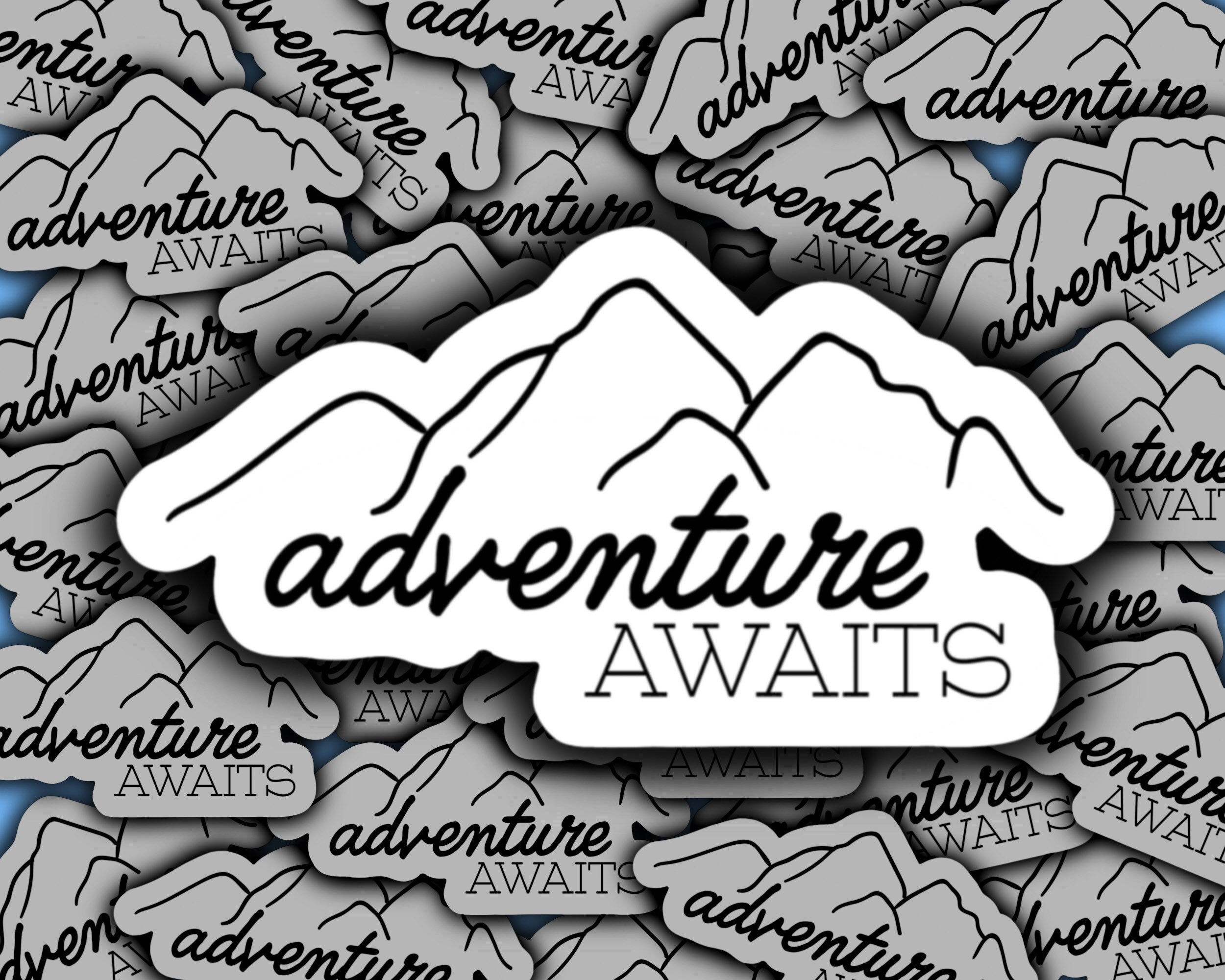 Adventure Awaits Vinyl Sticker | Mountainscape Decal - Etsy