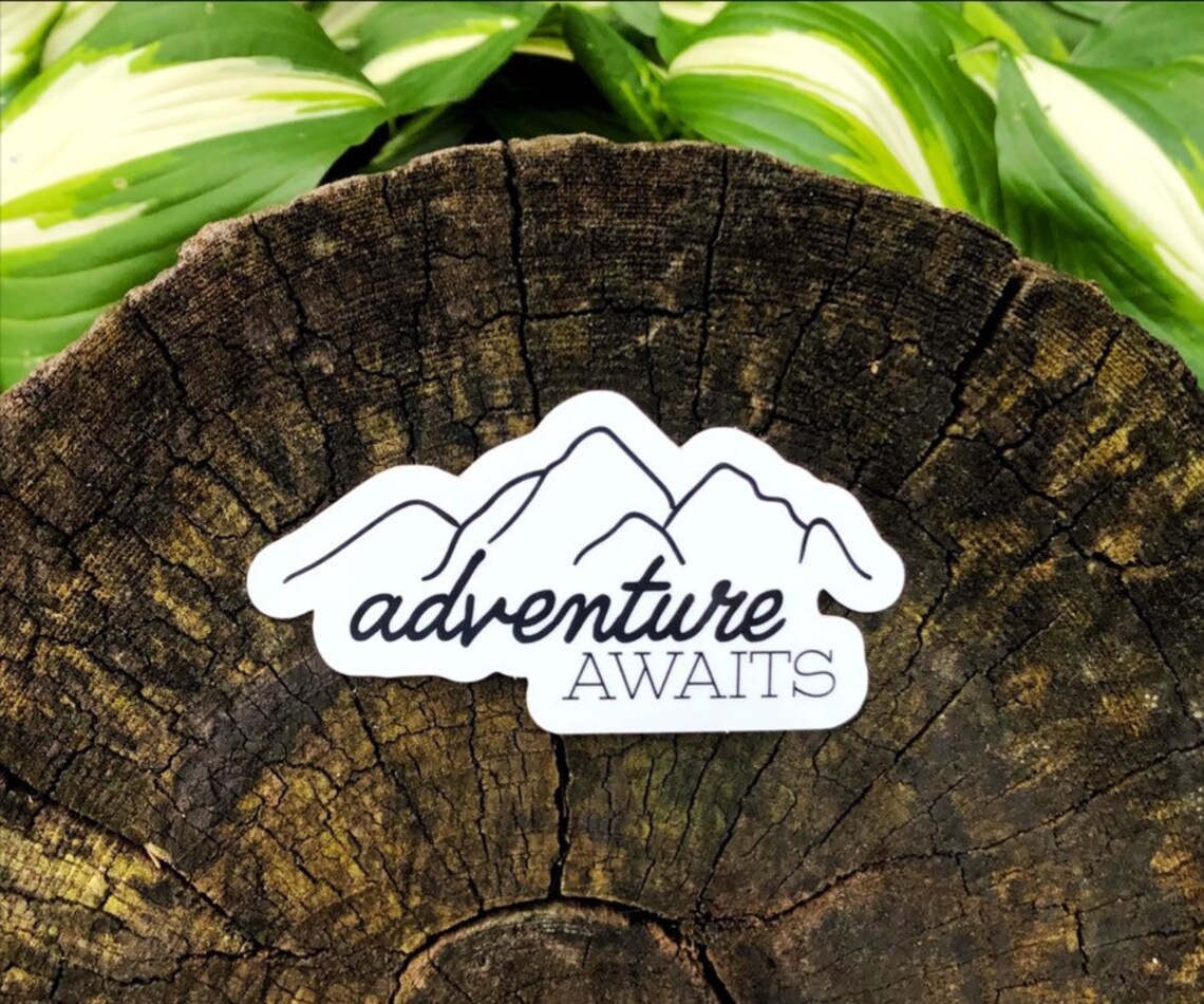Adventure Awaits Vinyl Sticker | Mountainscape Decal - Etsy