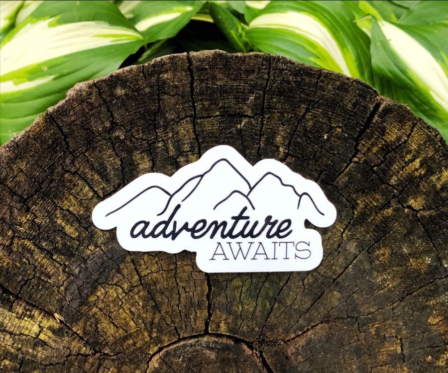 Adventure Awaits Vinyl Sticker | Mountainscape Decal - Etsy