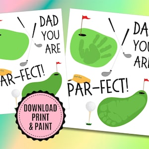 Vatertags-Golf-Handwerk für Kinder | Papa du bist Par-Fect Handabdruck oder Fußabdruck Kunst | DIY Vatertagskarte | Sofortdownload | Kinder Geschenk