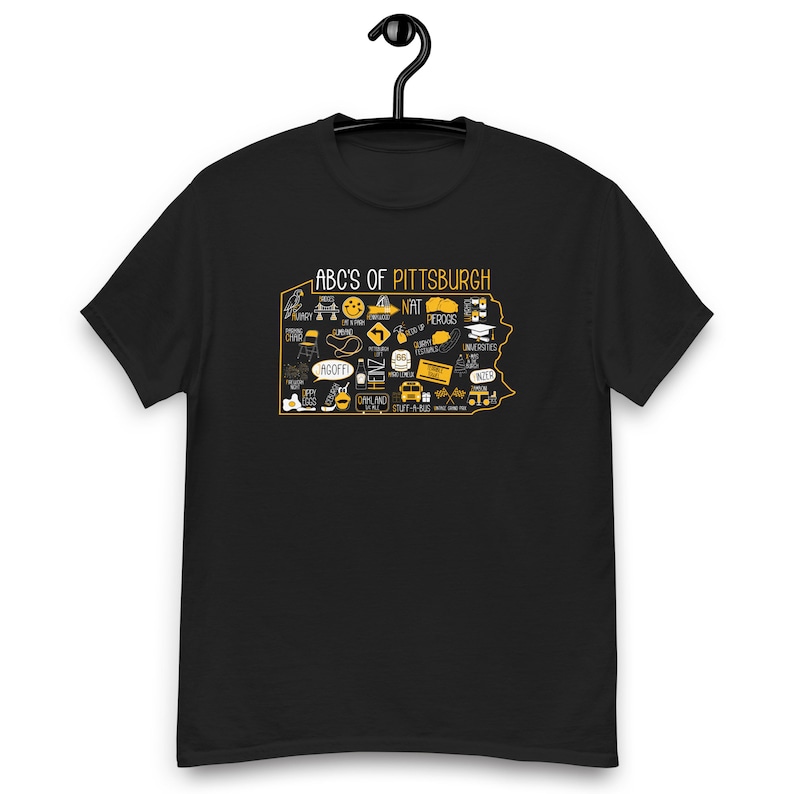ABC's of Pittsburgh Unisex T-Shirt | Pittsburgh Apparel | 412 | Yinzer Apparel | Gifts for Her | Gifts for Him
