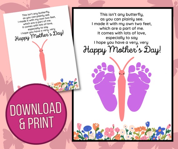 Kids Baby Footprint Art For Mother's Day Love You To My Core