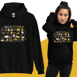 ABC's of Pittsburgh Unisex Hoodie | Pittsburgh Apparel | 412 | Yinzer Apparel | Gifts for Her | Gifts for Him
