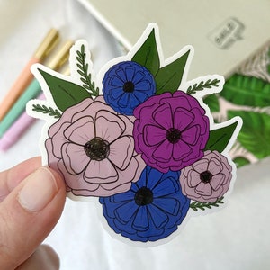 Floral Vinyl Sticker | Stickers for Hydroflask | Laptop Stickers | Waterproof | Small Gifts for Her or Him | Flowers | Flower Sticker