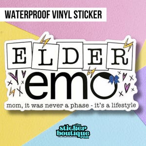 Elder Emo Vinyl Aufkleber | Aufkleber für Hydroflask | Laptop Aufkleber | Wasserfest | Kleine Geschenke für Sie oder Ihn | 2000 | Emo | Szene