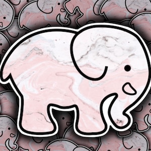 Marble Elephant Vinyl Sticker | Stickers for Hydroflask | Laptop Stickers | Waterproof | Small Gifts for Her or Him | VSCO | Animals