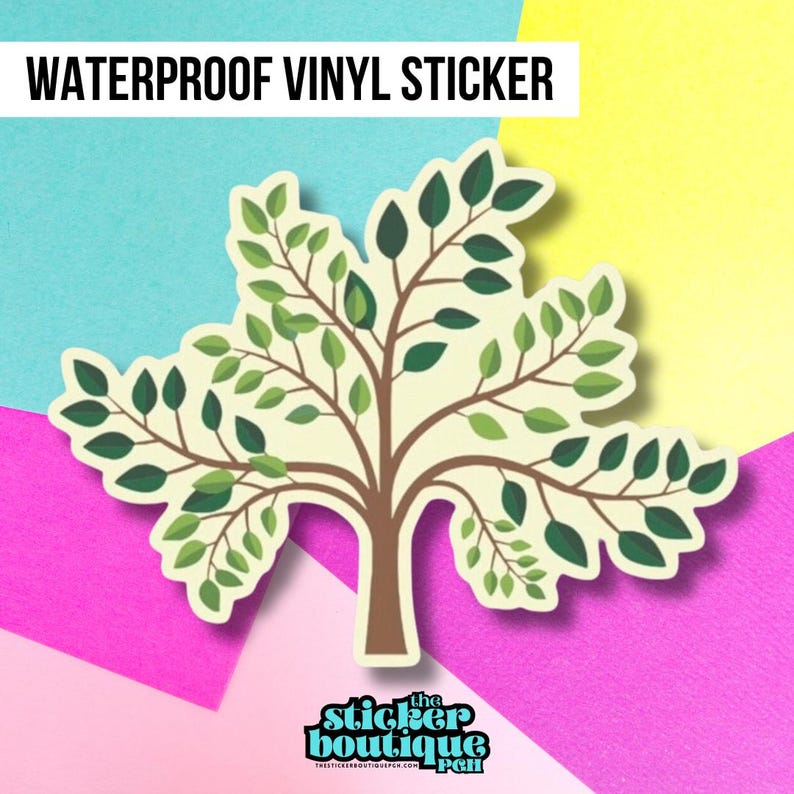 Tree Road Sign Sticker Tree Sticker | Waterproof Glossy Vinyl Decal - Etsy