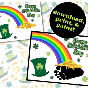 St. Patrick's Day Printable - Download Print - Lucky - St. Patty's - Kids Craft - Gifts - Kids Baby Toddler - DIY - Handprint Art - Gold