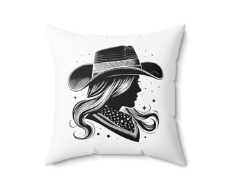 Cowgirl Throw Pillow | Country Western Decor | Polyester Square Pillow | Cowgirl Decor | Cowboy Style | Farm Decor | Boots Retro