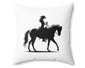 Cowgirl Luxe Polyester Square Throw Pillow | Country Western Living | Cowgirl Era Style | Farm Style | Horse Cowboy Boots Decor