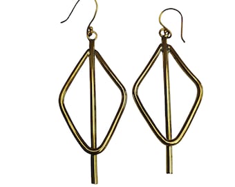 Diamond Shape Brass Earrings, Handmade Brass Earrings, African Earrings, African Brass Earrings, Handmade African earrings,