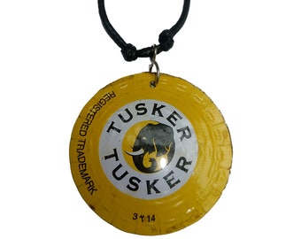 Tusker Bottletop Pendant, Upcycled Kenyan Necklace, Handmade Jewelry, Handmade Jewellery