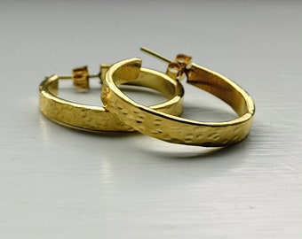 Chunky Hammered Brass hoops. Handmade brass hoop earings, Brass earrings, Small Brass hoop earrings, Fair Trade brass earrings, African hoop