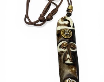 African Mask Pendant, Mask Pendant, Mask Necklace, Pendant for men, Bone Pendant,