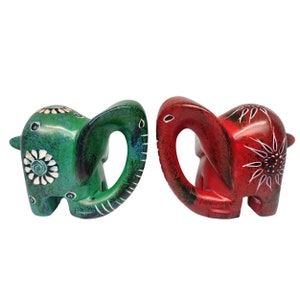 Pair of Fair Trade Soapstone Elephants
