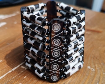 Handmade Cow Bone Cuff Bracelet, Giraffe Batik Pattern, African Statement Jewelry, African Statement Jewellery