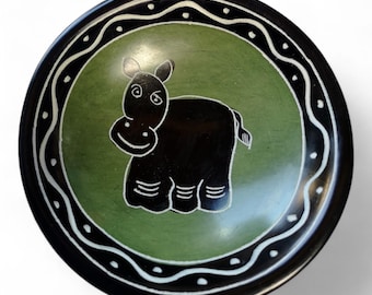 Hand carved Soapstone Bowl, Hippo Decorative Bowl, Tribal Dish, Soapstone Bowl, African Decor, Trinket dish, African Hippo Bowl