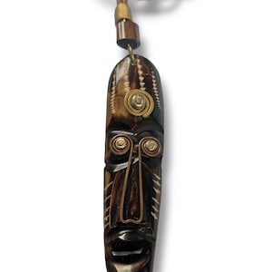 Handcarved Mask Pendant, Surfer Pendant, Unique African Mask Pendant, African Mask Necklace, Unisex Mask Pendant,