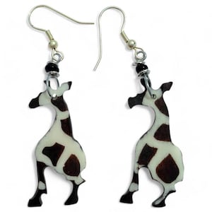 Giraffe Earrings, Handmade Giraffe Bone Earrings, African Giraffe Bone Earrings, Fair Trade Giraffe Earrings, Giraffe Shape Earrings