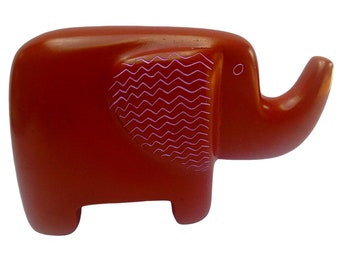 Fair Trade Soapstone Elephant, Handmade Elephant ornament, African Elephant, Elephant Lover Gift, Elephant Gift, Red elephant, Elephant
