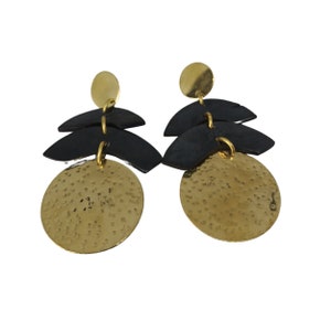 Statement African Earrings, Statement Kenyan Earrings, Bone and Brass Statement Earrings, Gold and Black Earrings