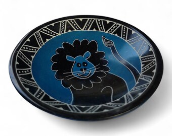 Hand carved Soapstone Bowl, Blue Decorative Bowl, Tribal Dish, Soapstone Bowl, African Decor, Antelope dish, African Bowl, Lion Bowl,