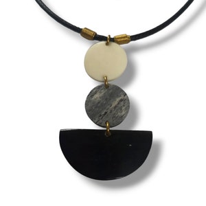 Handmade Bone Necklace, Grey, Black and White Necklace, Classy Handmade Necklace, African Pendant Necklace, Statement Necklace