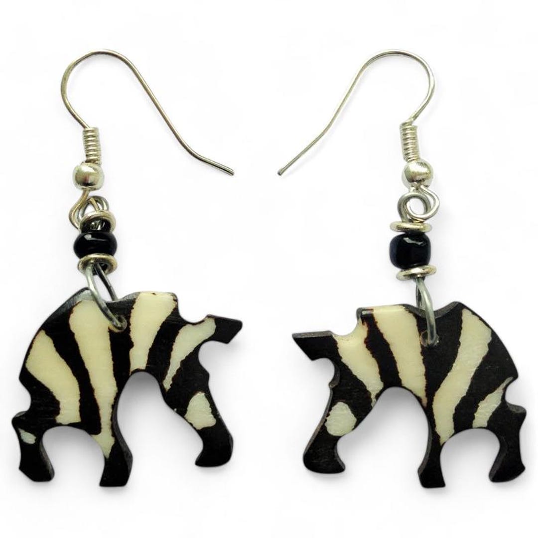 Orecchini Pendenti A Forma Di Zebra – Bohémien Con Testa Di Zebra, Ipoallergenici, Per Donna