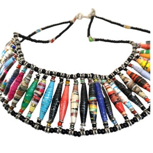 Collana con colletto in carta riciclata, girocollo in carta riciclata, collana in carta riciclata, girocollo multicolore