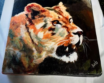 Lion Oil Painting, African Lion Painting, African Wall Art, Lion Painting,