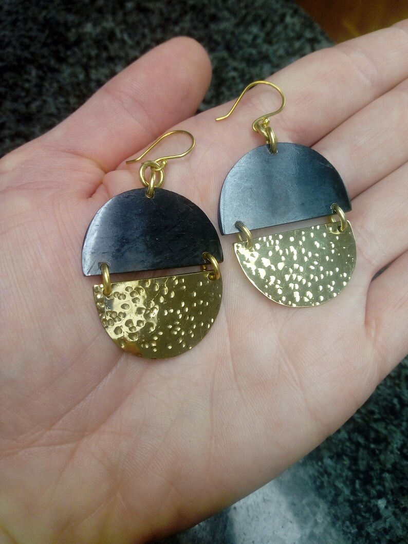 Brass and bone Kenyan earrings Handmade earrings Fair trade Etsy