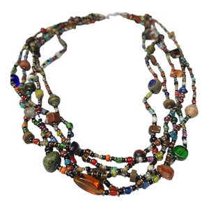 5 strand Beaded Necklace, Multicoloured Beaded Necklace, Long African Beaded Necklace, Long Necklace, Fun Jewellery, Easy on Necklace