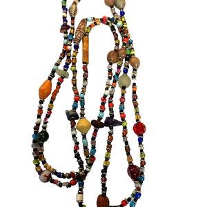 Extra Long Beaded Necklace, Multicoloured Beaded Necklace, Long African Beaded Necklace, Long Necklace, Fun Jewellery, Easy on Necklace zdjęcie 3