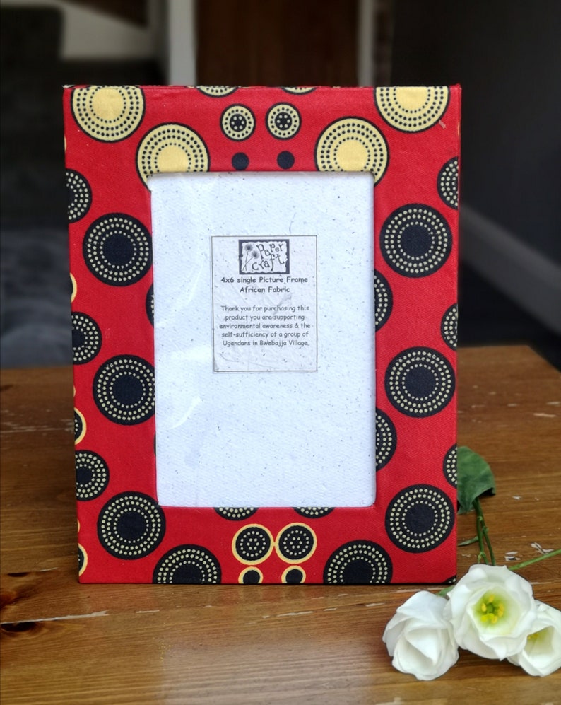 African Fabric Picture Frame, Fair Trade Photo Frame, African Photo Frame, Fair Trade Picture Frame, African Cloth Frame, Recycled Frame image 3