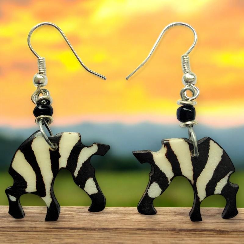 Huan Fashion Orecchini pendenti a forma di testa di zebra da donna